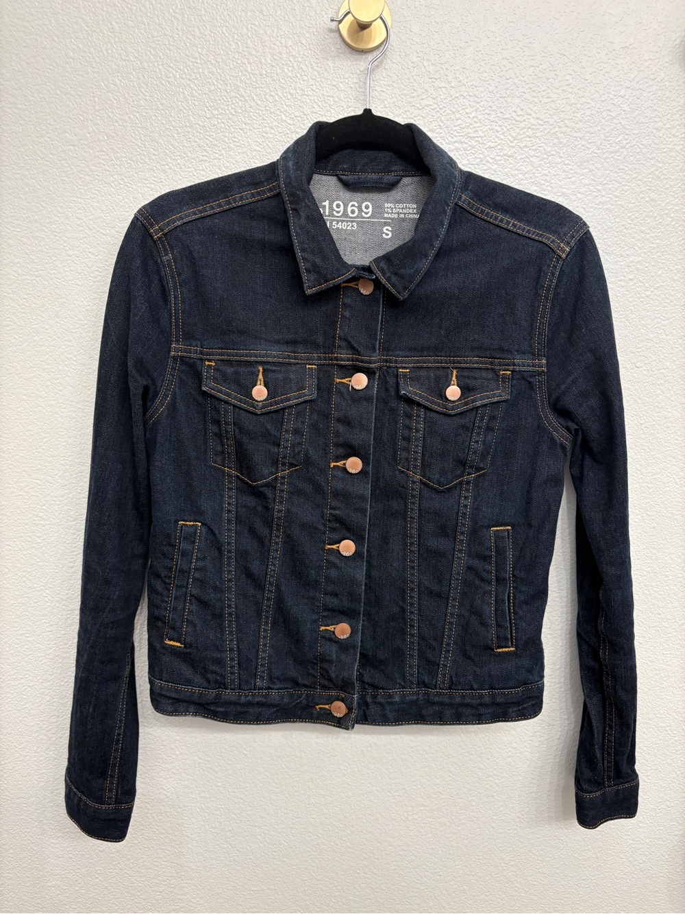 Gap 1969 Icon Flap Jack Denim Jacket Indigo Rinse Dark Wash Stretch - Small
